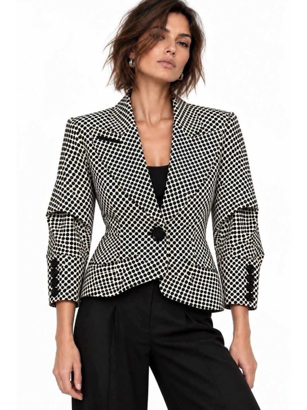 90s SONIA RYKIEL jacket polka dot 38 US 6 small sculptural designer france